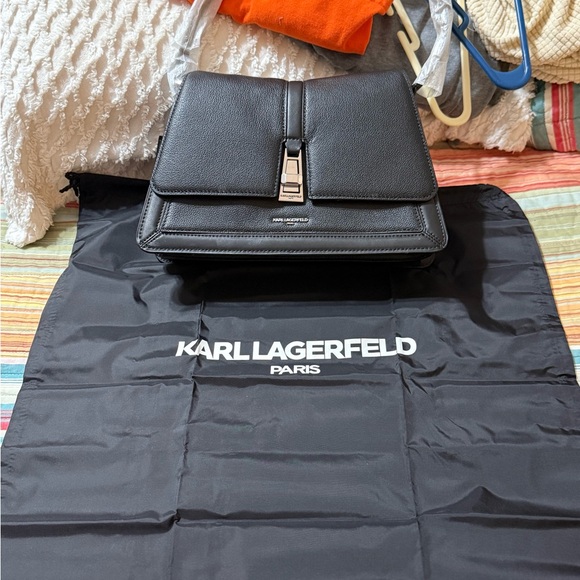 Karl Lagerfeld Black Leather Shoulder Bag w/ Dust Bag NEW WITH TAGS!!!!!! - Picture 9 of 13
